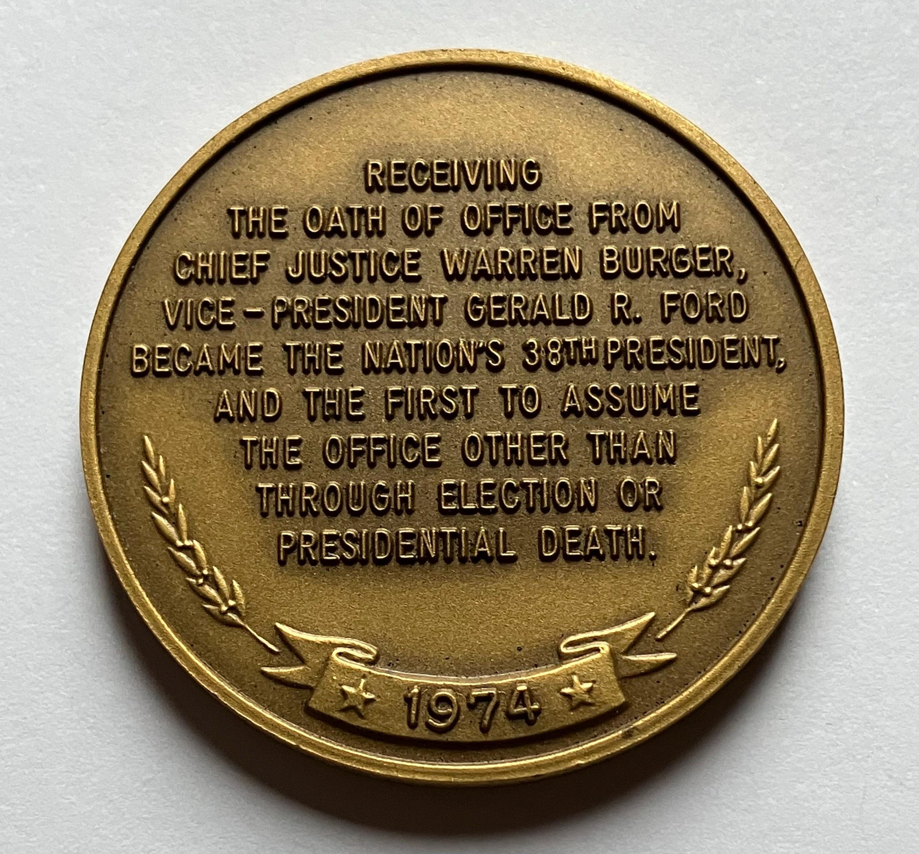 Gerald R. Ford Inaugurated 1974 Bronze Commemorative Medal, the