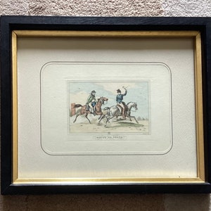 Antique French Engraving By C. (Carle) Vernet Del., “Route De Poste”, Titled: “Route De Poste” depicting horse riders