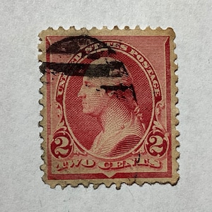 Antique Rare George Washington 2 Cent Stamp, US, Red, #220