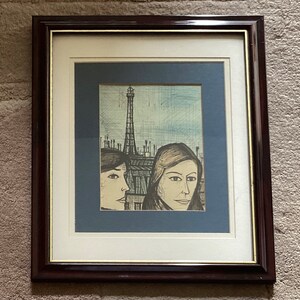 Vintage Rare Devant La Tour Eiffel Lithograph By Bernard Buffet, 1960