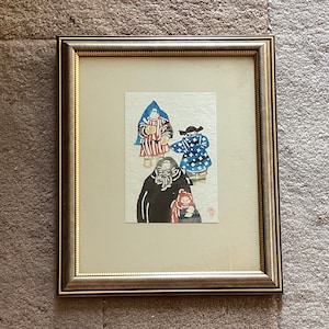 Vintage Original Japanese Hand-Dyed Stencil Art Print By Keisuke Serizawa, Title: &quot;Winter&quot;