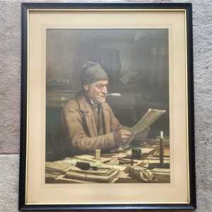 Albert Anker Orig. Litho. “The Commune Secretary, 1875”, W. David Bendann’s COA