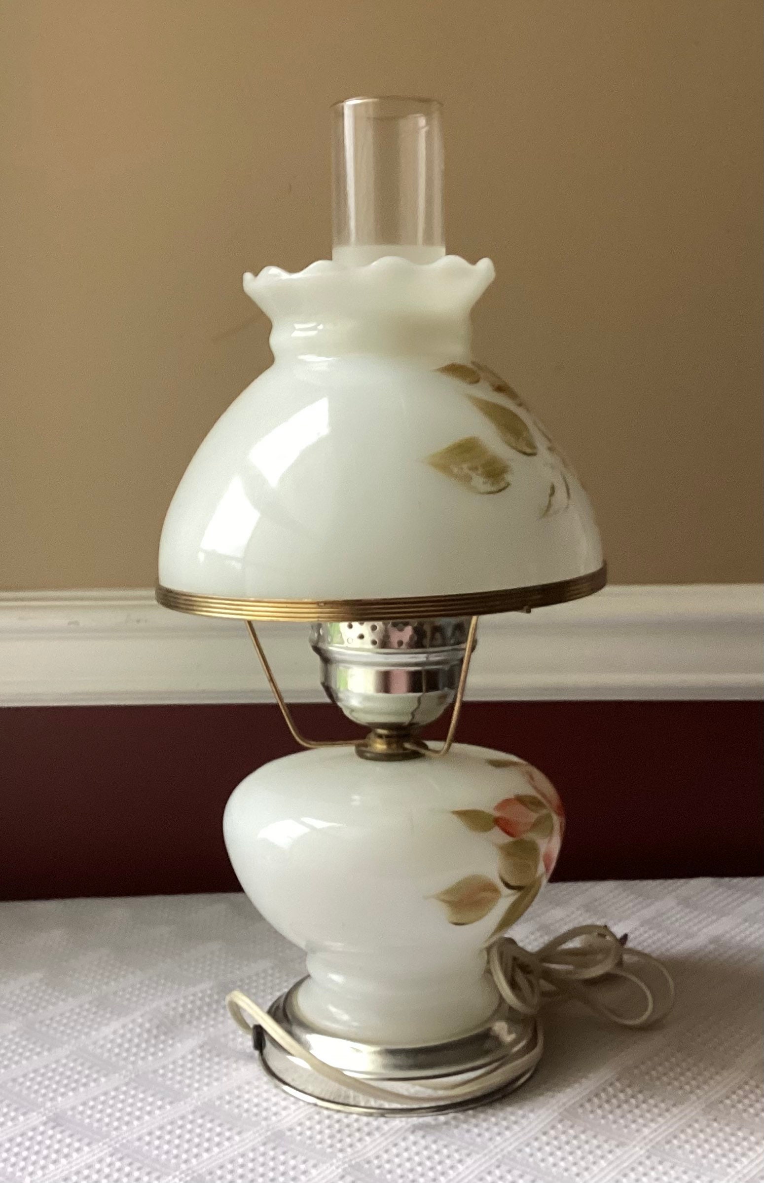 Vintage Milk Glass Parlor Lamp (working), 17 1/4” Tall - Etsy