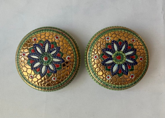 Pair Of Vintage Italian Hand Painted Ceramic Trin… - image 1