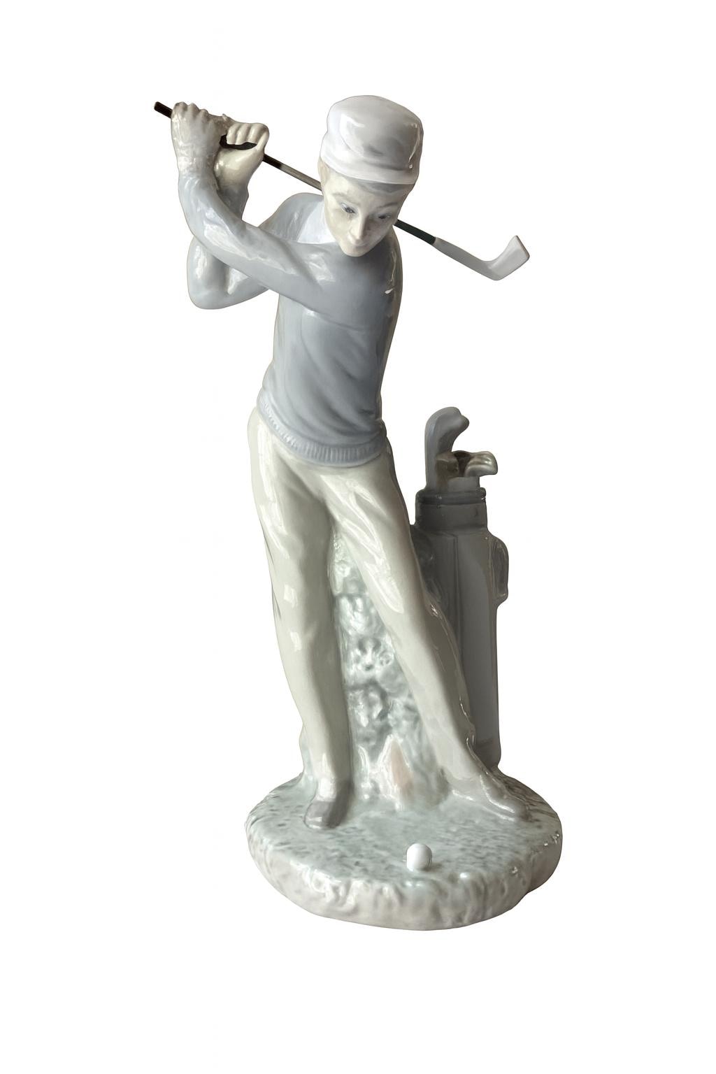 Vintage Lladro Young Man Golfer Porcelain Figurine, 11
