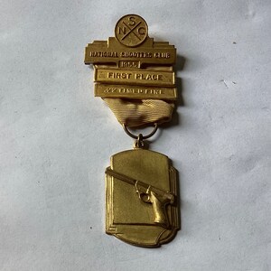VTG 1955 National Shooters Club .22 Timed Fire 1st Place Medal