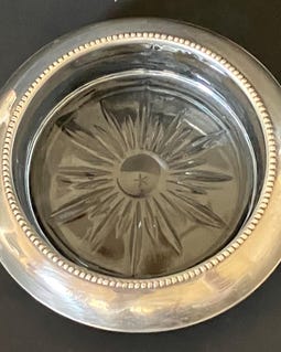 Vintage Frank M. Whiting & Co. Sterling Silver and Glass Coaster