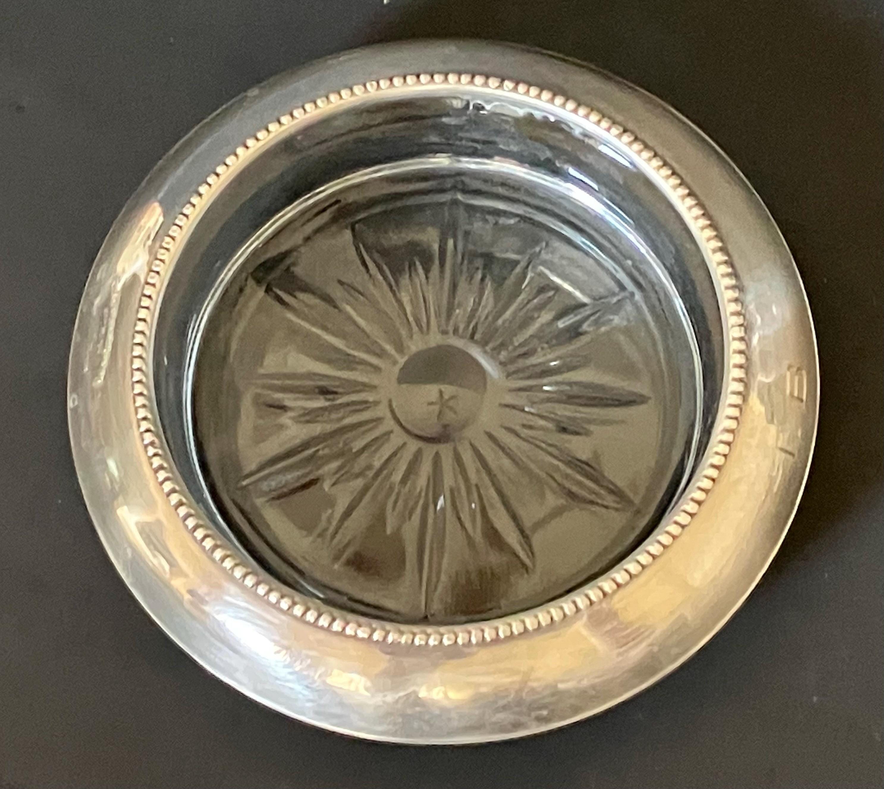Vintage Frank M. Whiting & Co. Sterling Silver and Glass Coaster