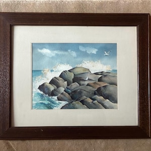 VTG Original Watercolor Painting, Signed S.E. Sonnemann, Seascape, 24.5&quot;x 19.5&quot;