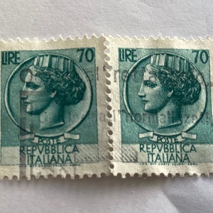 Lot of Two 1968 Coin Of Syracuse Repvbblica Italiana 70 Lire Italian Stamps