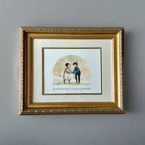 May include: Framed print of a painting depicting two children holding hands in a snowy landscape. The text below the image reads "You are the what, what I can't go a friend for life a friend much true."