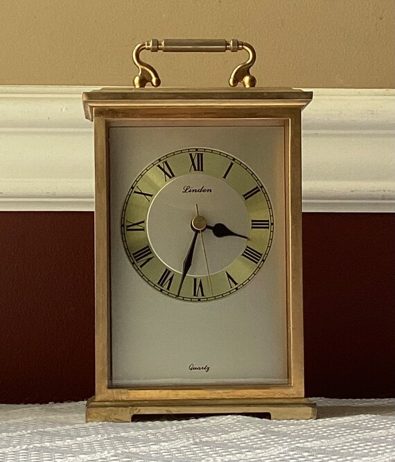 Vintage Linden Quartz Desk/ Mantel Clock Gold Trim Working Etsy