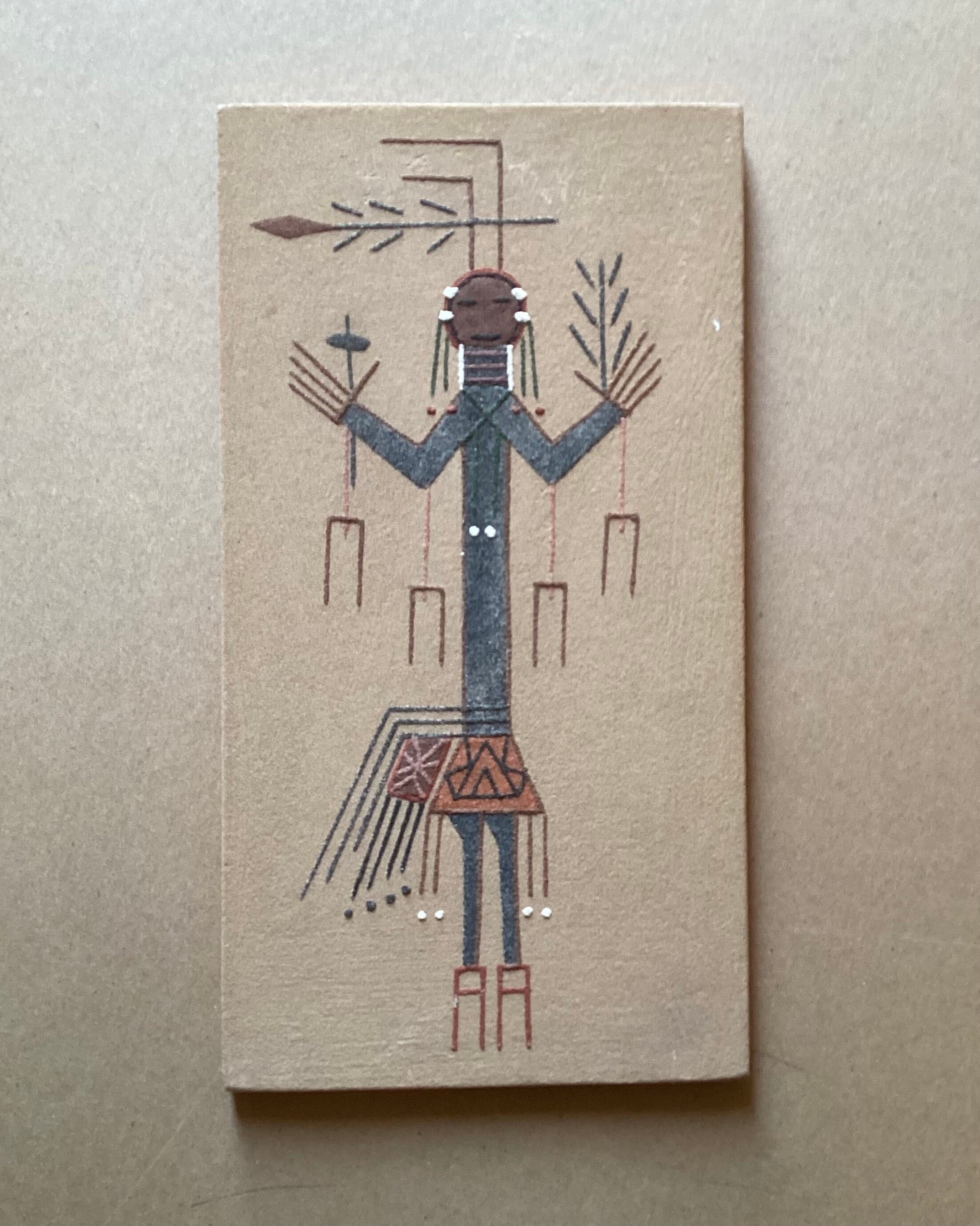 ★NAVAJO SANDPAINTING VINTAGE ART ナバホ族 砂絵 Navajo Sandpainting/ナバホ族伝統工芸サンドペイント＜ファザー
