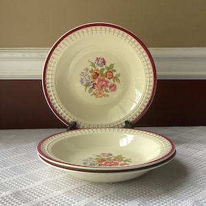 Set of 3 Vintage Steubenville Pottery Co. USA Porcelain Soup Bowls