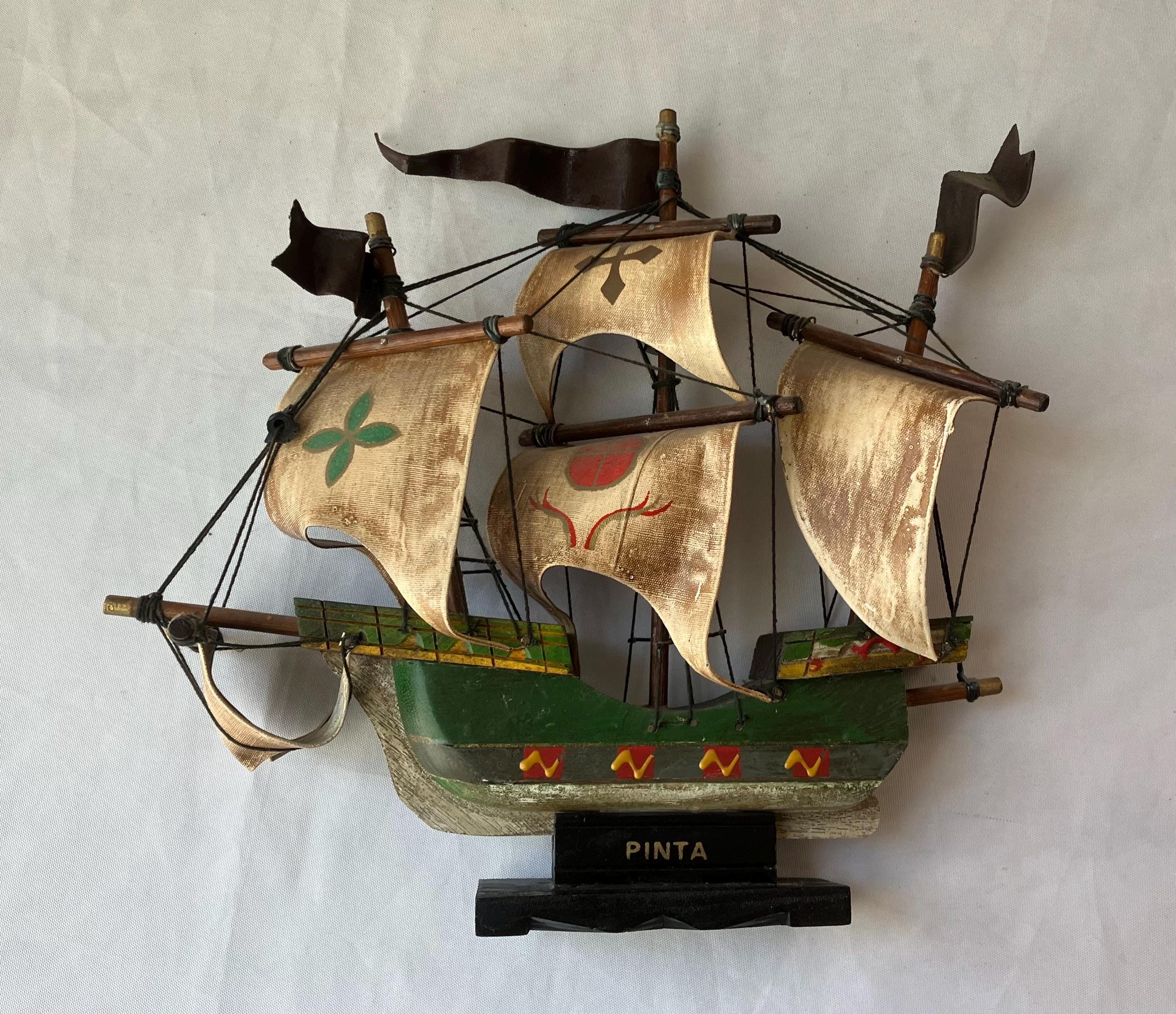 木製　船 VTG Model Pinta Wooden Sail Boat (christopher Columbus Ship), 9 3
