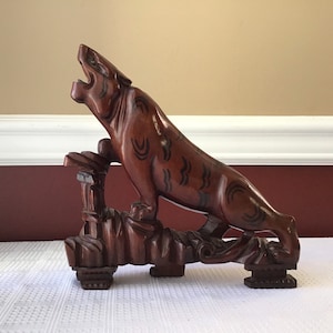 Vintage Carved Wooden Tiger