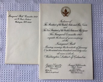 1969 Republican President Nixon Inaugural Ball Invitation With Original Envelope