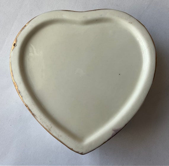 Vintage Lenox-style Porcelain Trinket Box, Heart-… - image 9