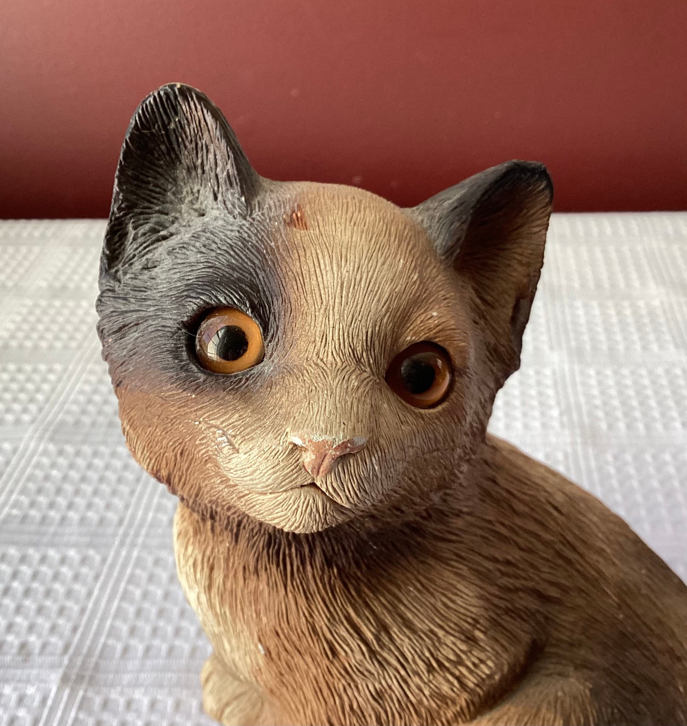 Vintage Sandicast Sit Kitten - Calico Cat Figurine, Handcast