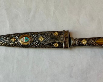 Gaucho Silver & Gold Plated Knife with Sheath and Argentina Coat Of Arms, To US Gen