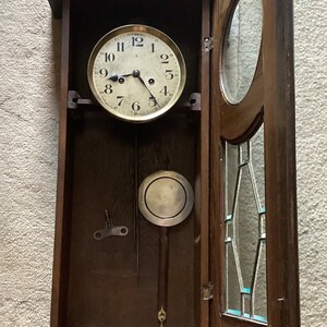 Antique Zegar Gustov Becker Trio Gong Wall Hanging Clock, 34 T x 14 W image 3