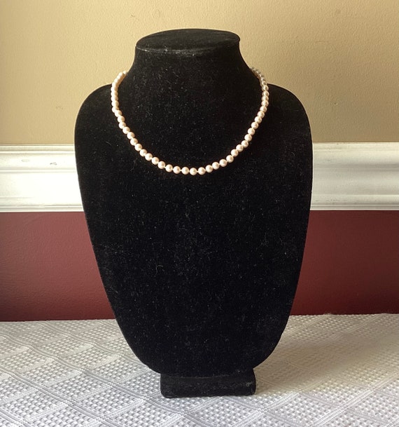 Vintage Faux White Pearl Necklace, 18” Round, Bead