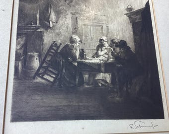 Antique Etching by Ferdinand Schmutzer, Hand Signed, 