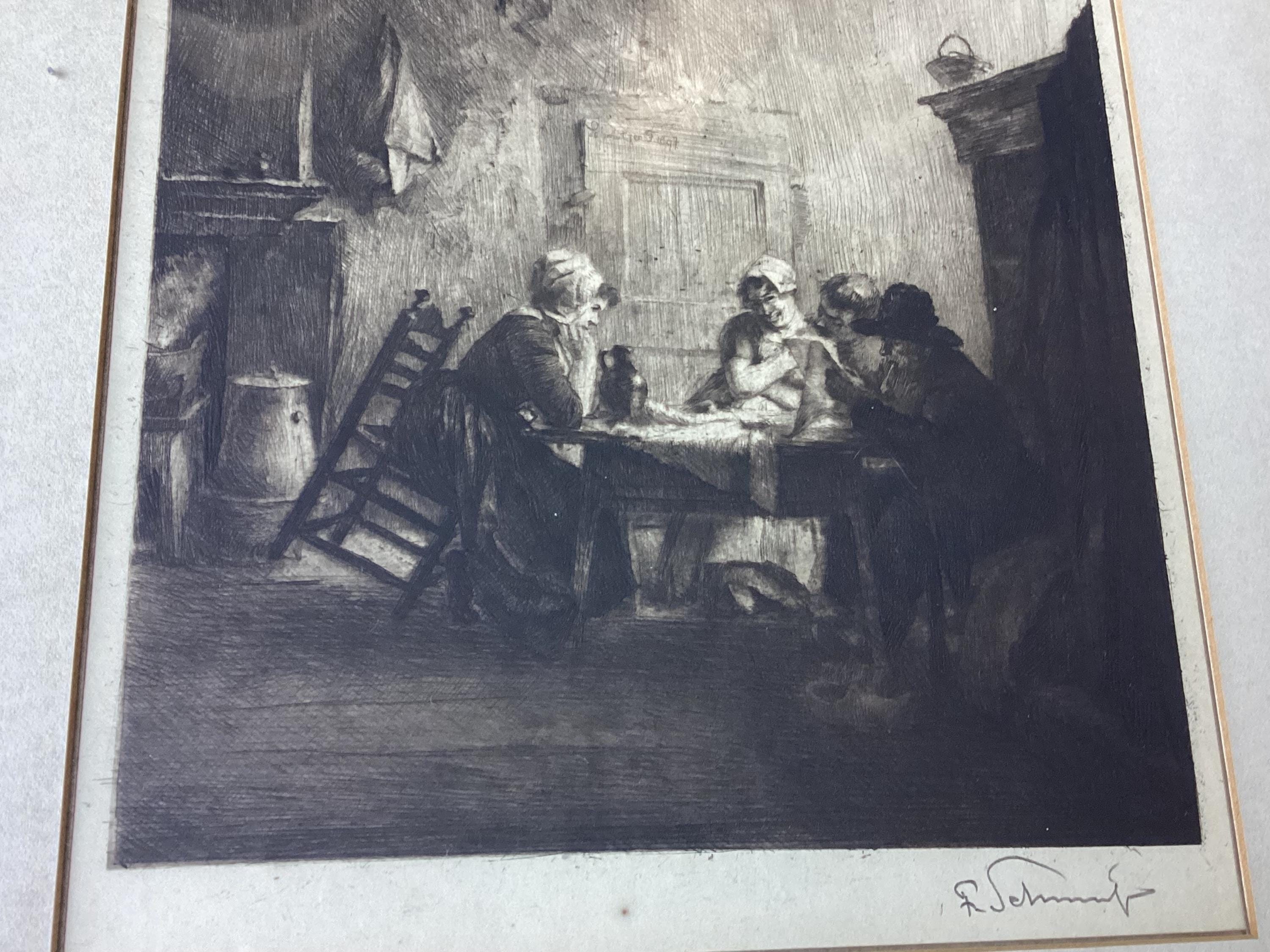 Antique Etching by Ferdinand Schmutzer, Hand Signed, 