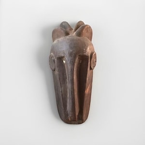 VTG Large Wooden Carved African Dogon Bamana N&#39;tomo Mask from Mali, 15 3/4&quot; T.