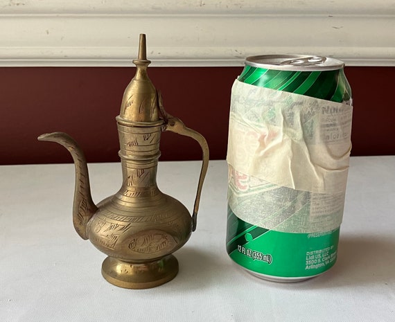 Vintage Small Decorative Turkish Brass Coffee Pot Figurine