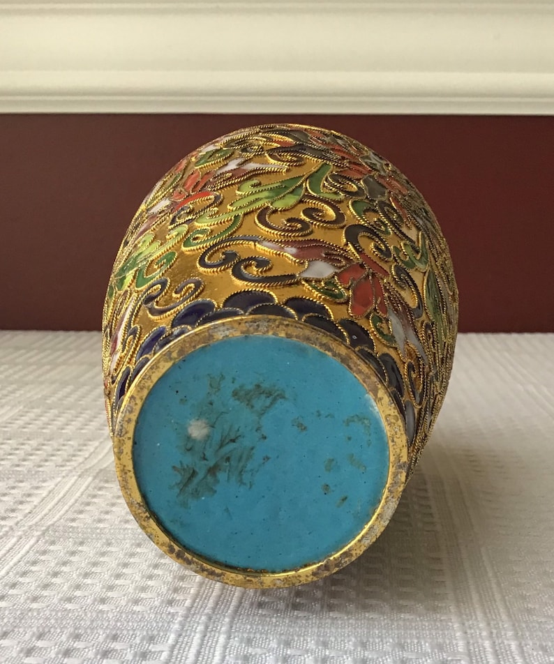 Vintage Chinese Cloisonn\u00e9 Vase