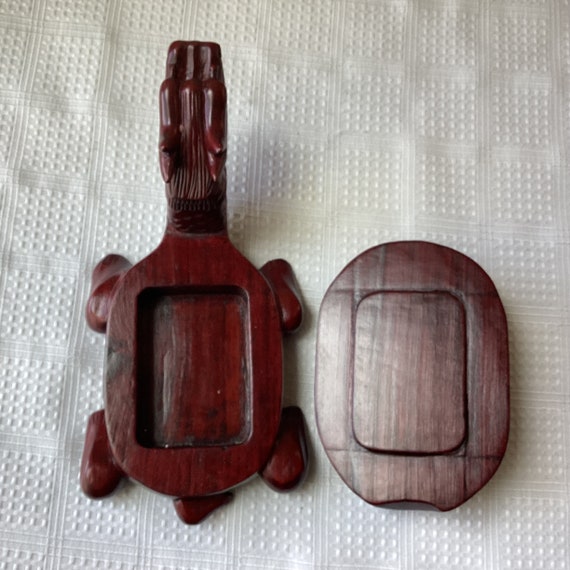 VTG Chinese Rosewood Dragon/Turtle Figurine Box With … - Gem
