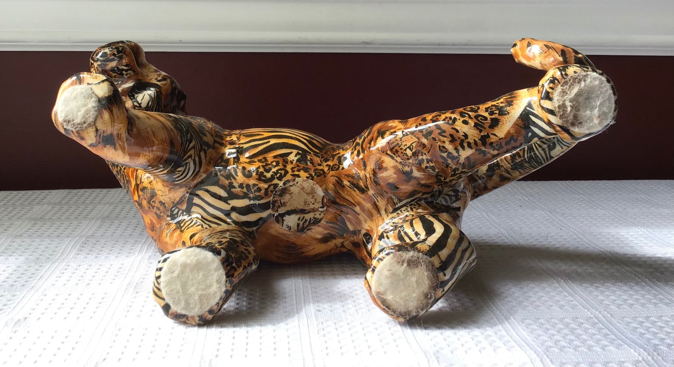 Lot of 3 Wild African Animal Shiny, Glazed Chalkware Figurines: Leopard ...