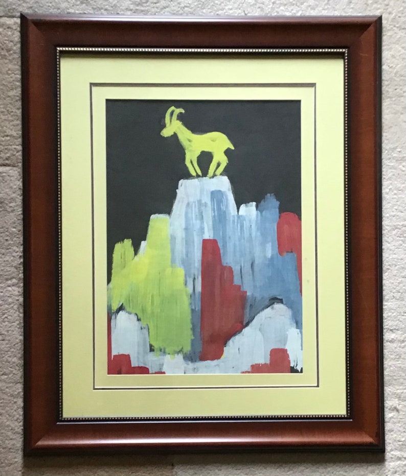 Vintage Original Water Color On Paper by American Artist Adolf Benca, Goat on Mountain shops