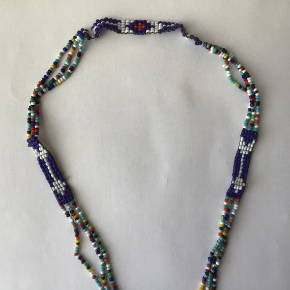 Vintage Native American Style Hand Beaded Necklace - image 4