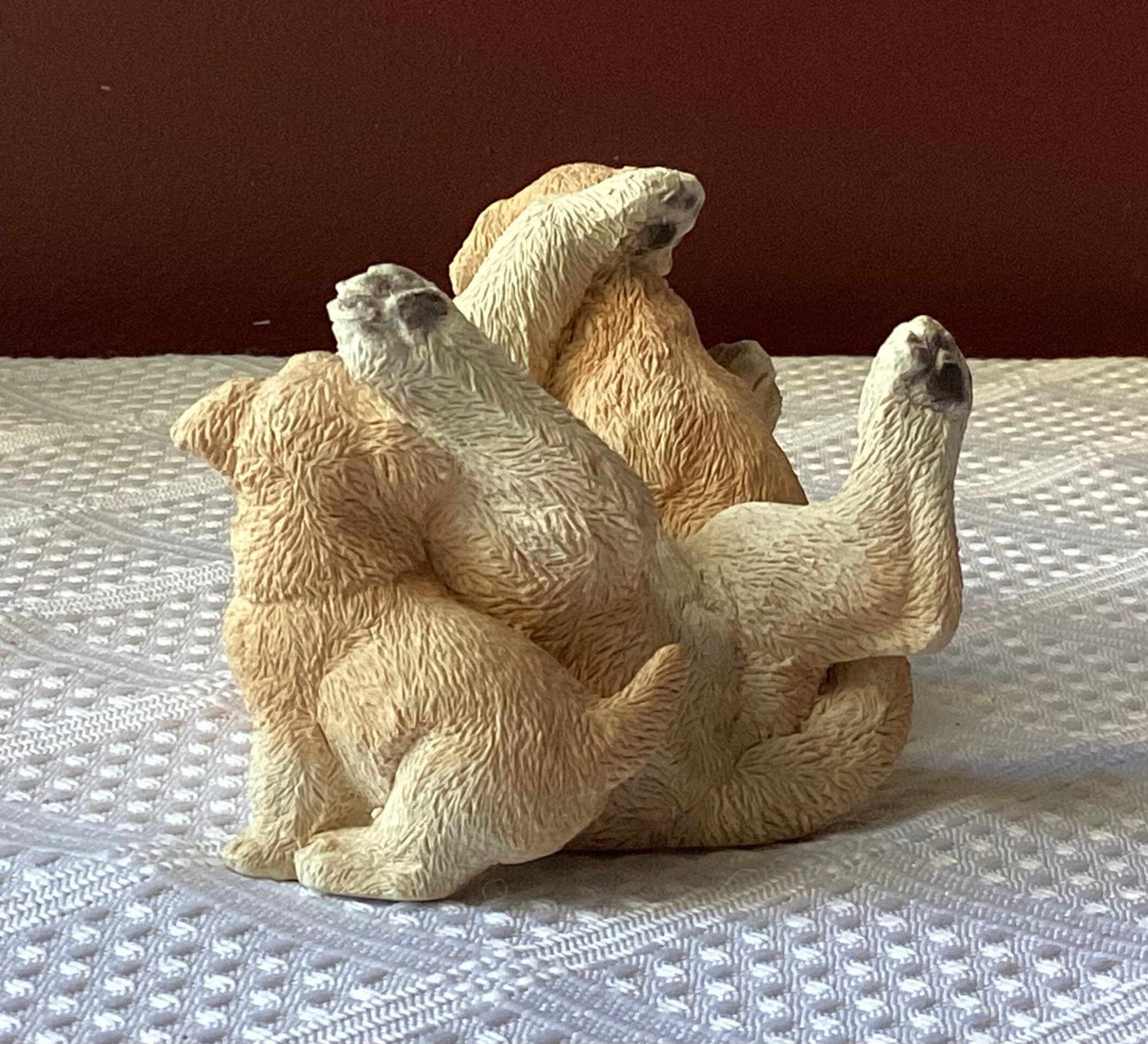 Vintage Stone Critters Yellow Lab Wrestles Figurine, United Design