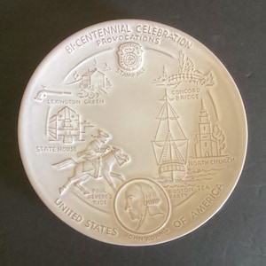 VTG Frankoma Ceramic Bicentennial Plate 1972 John Adams Signers Declaration, 8”W
