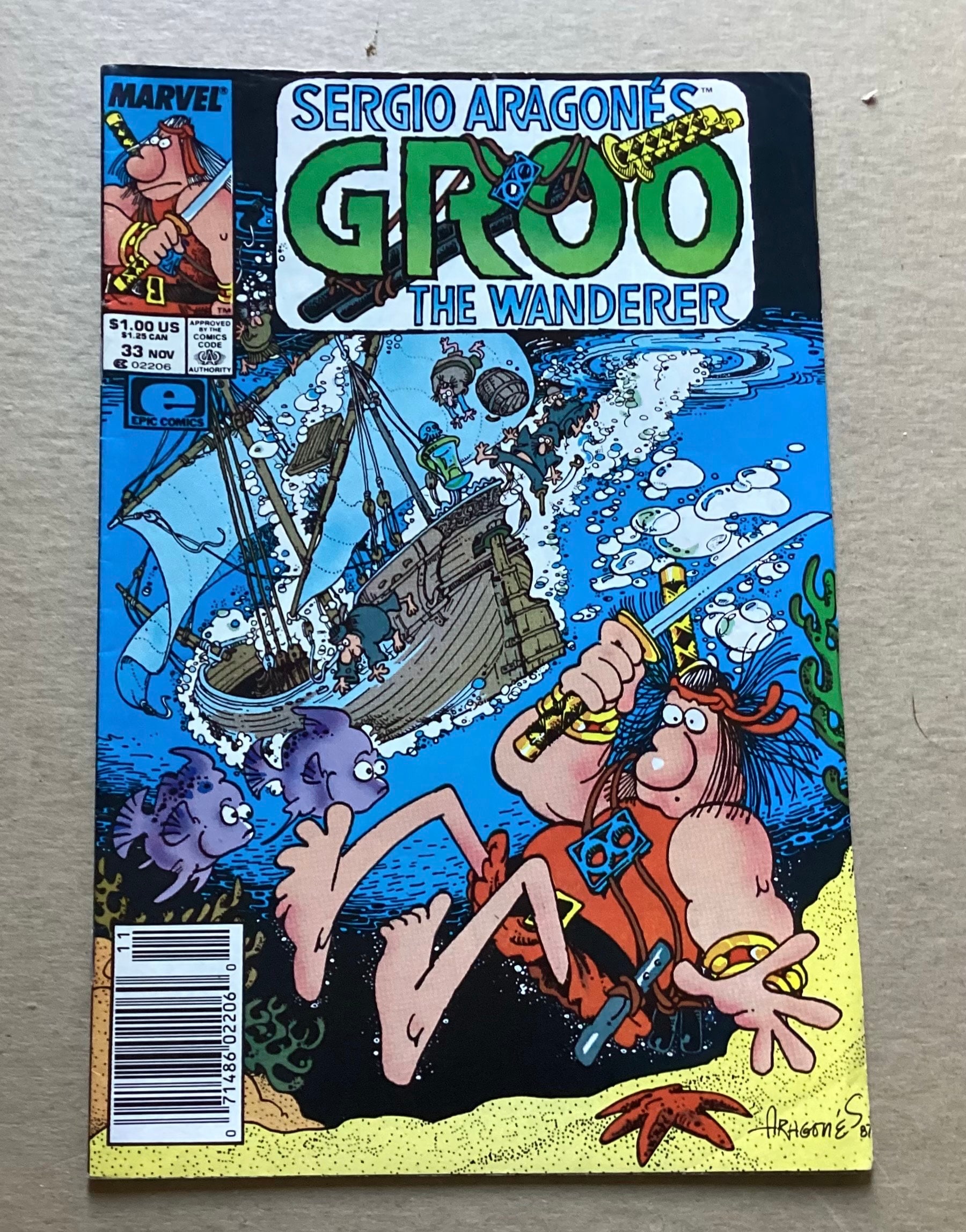 VTG Marvel Sergio Aragone's Groo the Wanderer Comic Book, 1987 No