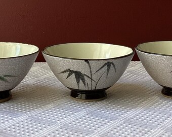 Set of 3 Vintage Japanese Porcelain Rice Bowls