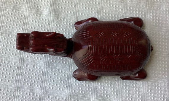 VTG Chinese Rosewood Dragon/Turtle Figurine Box With … - Gem