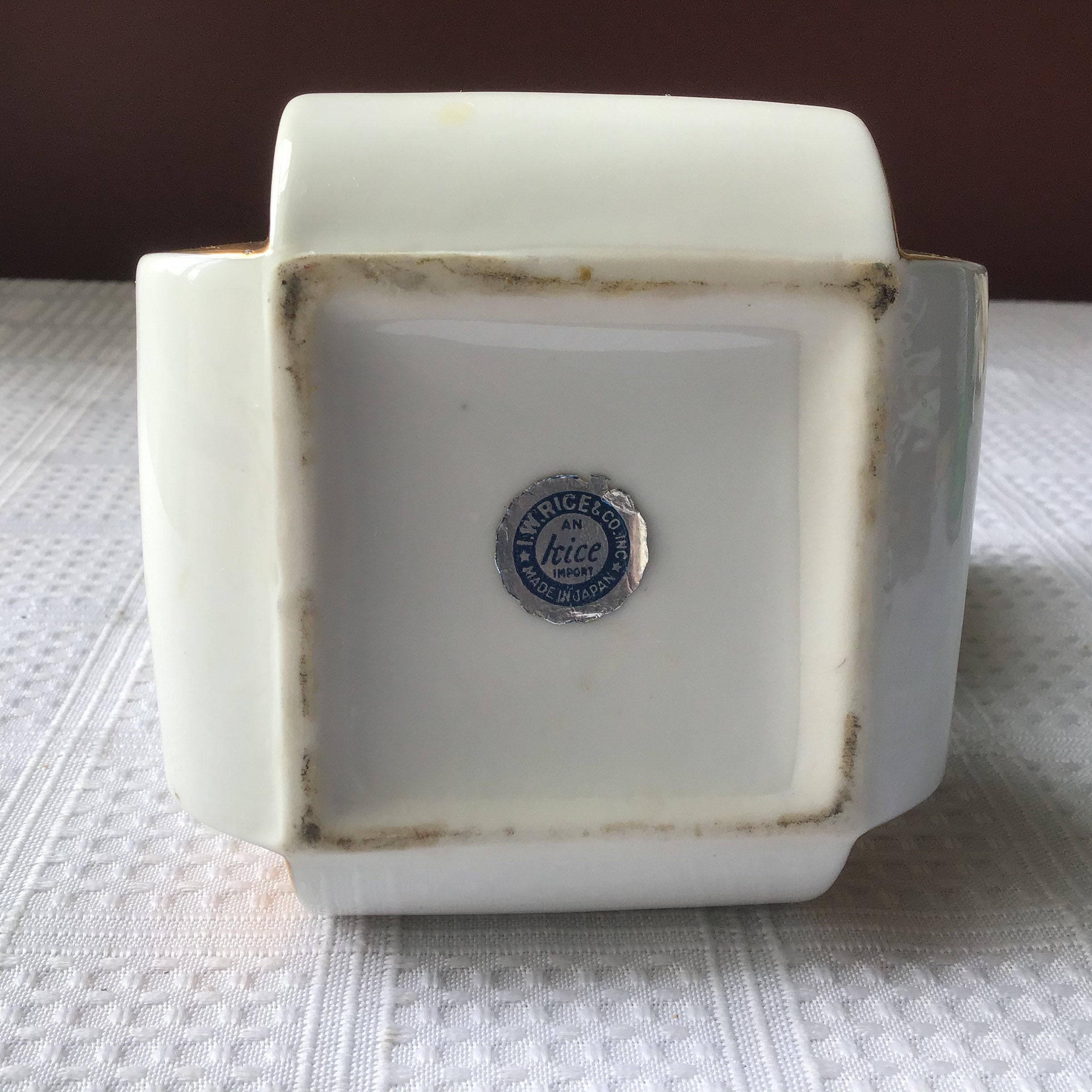 Vintage I. W. Rice & Co Japan Porcelain and Brass Trinket Box With Gold ...