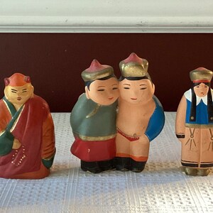 Lot Of 3 Vintage Mongolian Miniature Clay Figurines