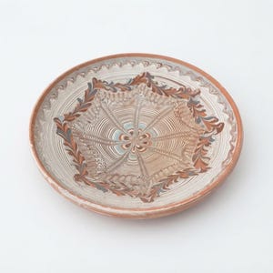 VTG Handmade Marbled Pottery Dish Terracotta Slipware Plate Bowl Decor 5 5/8” W