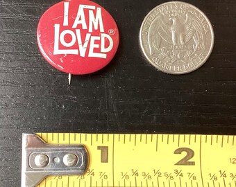 Vintage I AM LOVED Red Pinback Button – Vintage Positivity