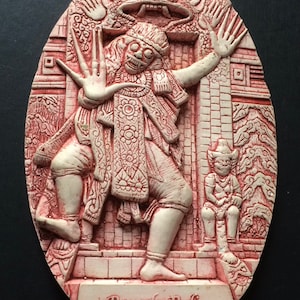 Vintage Chalk ware Rangala Bali Wall Plaque (Indonesia), 1996, 6” x 4 “