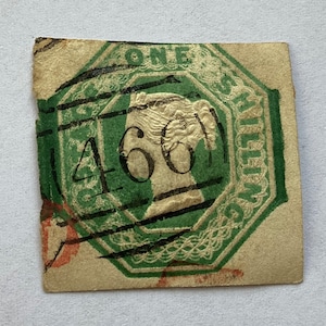 Antique Great Britain One Shilling Stamp 1847-54 SG#54-61, Green