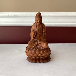 VTG/ Antique Chinese Wooden Carved Buddha Sculpture, Unmarked, 6 1/2&quot; T