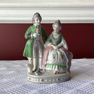 VTG Occupied Japan Porcelain Victorian-style Lady & Gentleman Figurine