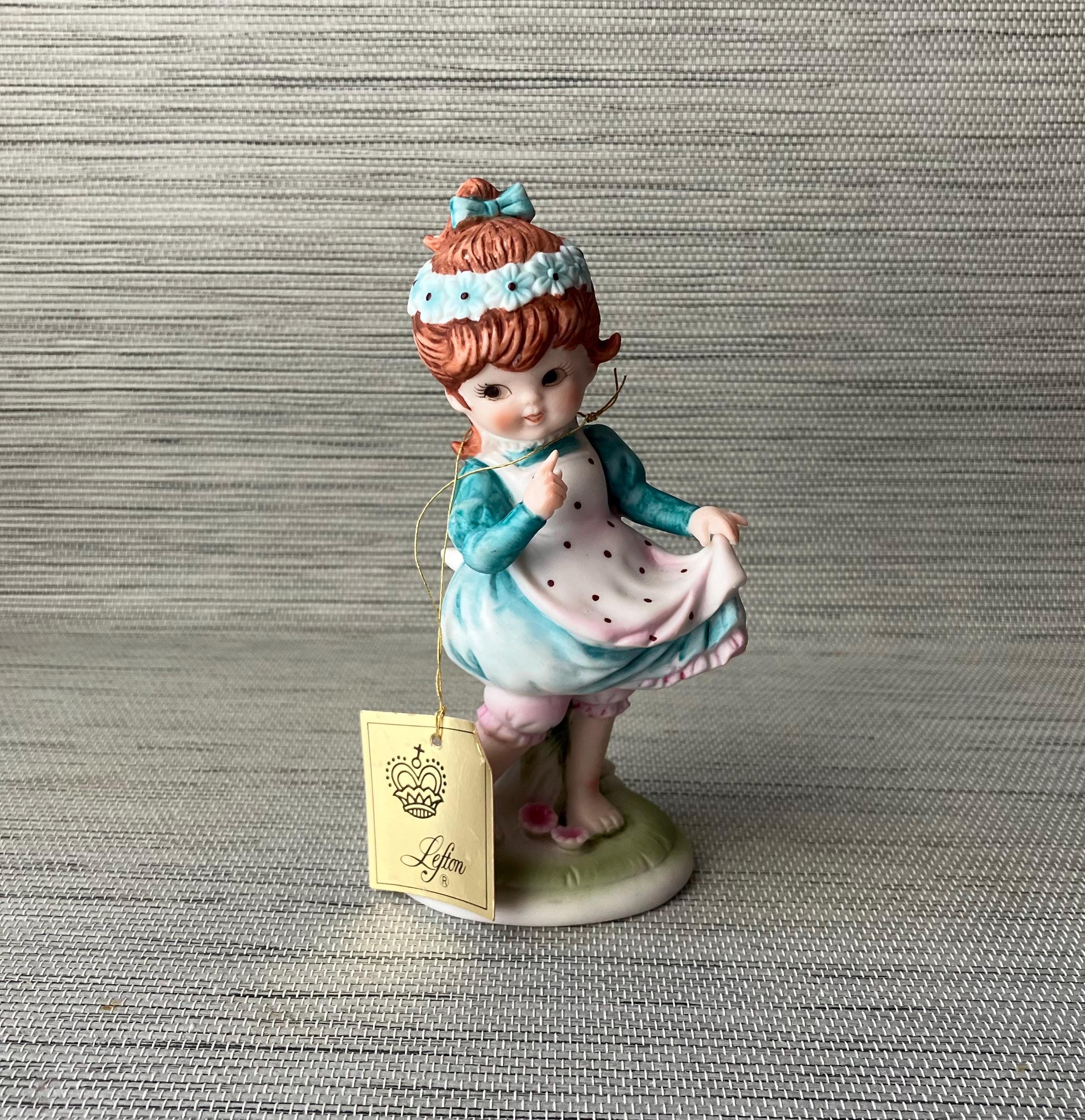 VTG Lefton China Porcelain Figurine, Japan, Girl in Blue, Hand