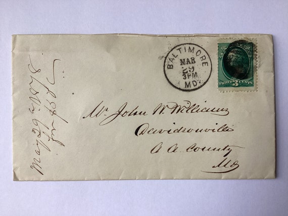 US George Washington 3 Cents 1870 Stamp on Envelope With